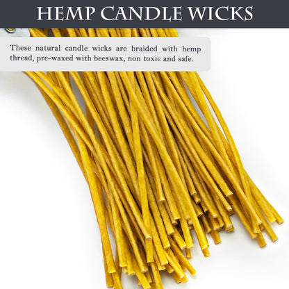 SWIGRANCE 10cm Hemp Candle Wicks 100Pcs, Hemp Braided Wick for Handamde Candle Making, Pre-Waxed with Beeswax
