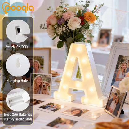 Pooqla LED Marquee Letter Lights Sign, Light Up Alphabet Letter for Home Party Wedding Decoration R