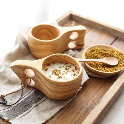 Mochiglory Wooden Mug Nordic Style Handmade Natural Drinking Cup for Coffee, Tea, and Milk