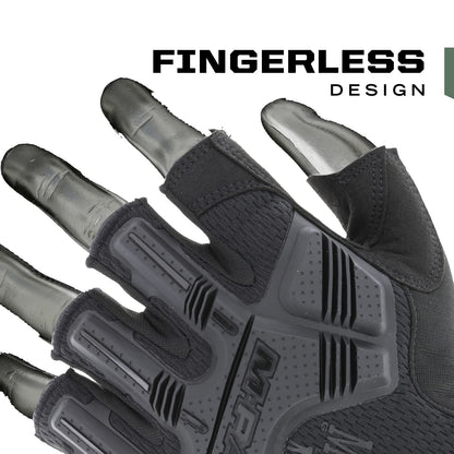 Mechanix Wear M-Pact Fingerless Tactical Impact Resistant Gloves - Impact Protection & Vibration Absorption - Heavy Duty - Machine Washable - Large - Covert Black