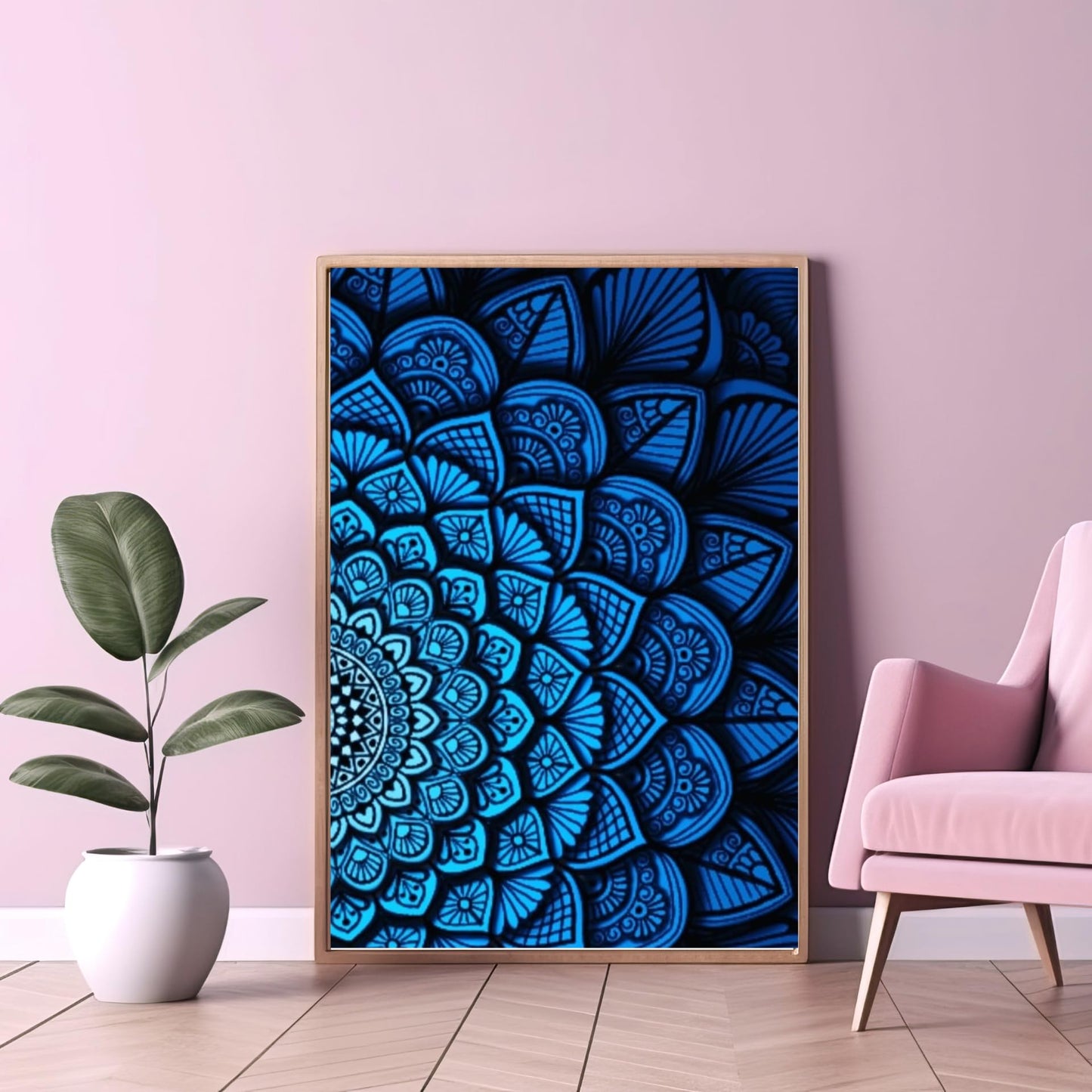 Modern Merch Mandala Diamond Art Kits for Adults, Blue and Black Pattern 5D Diamond Painting for Adults, DIY Mandala Wall Art, Cross Stitch Pattern Gem Art, Full Round Drill 12x16