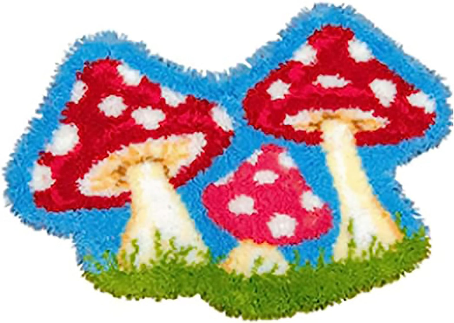 ZFFLYH Latch Hook Kits for Adults Kids, DIY Rug Tapestry Crochet Yarn Kits Crafts Mat Cushion Embroidery Arts with Printed Canvas for Home Decor Festival Gift,3 Mushrooms