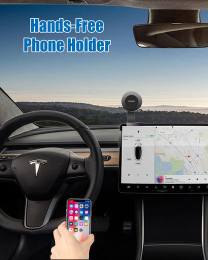 for Qi2 15W Tesla Magsafe Charger [Heat Restriction], Tesla Phone Mount Charger for Model Y/3/Laptop Screen, Wireless Fast Charging for iPhone 17/16/15/14/13/12 Series with 40″ C-C Cable
