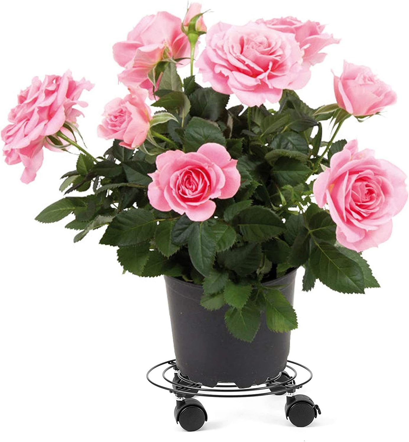 4 10.6 Inches ZOENHOU PCS Metal Plant Caddy with Wheels, Round Metal Rolling Plant Stand Base for Indoor, Outdoor