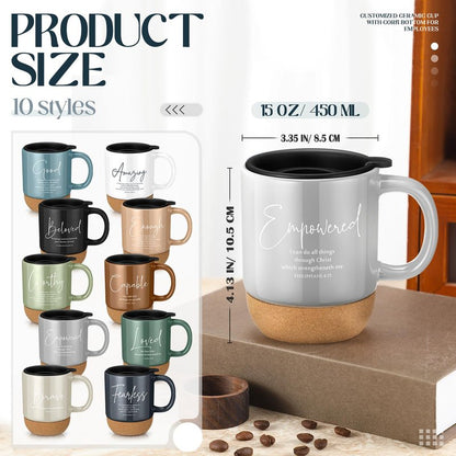Didaey 10 Pcs Christian Coffee Mugs Mothers Day Gifts for Church Women Men Bulk 15 oz Bible Verses Religious Inspirational Cups with Cork Bottom for Study Group Coworker Sunday School Teacher Gifts