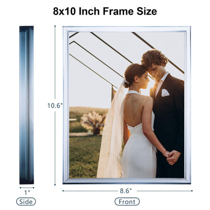 Gradient 8x10 Acrylic Picture Frame - Fits 5x7 with Mat or 8x10 without Mat, with Tabletop Stand & Wall Mount for Home Office Decor, Black Grey, 1Pack