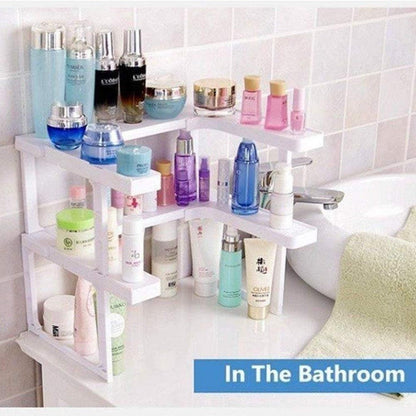 Adjustable Spice Shelf Organizer - Quality Kitchen Spice Rack, Makeup Cosmetics Stand, Bathroom Organizer