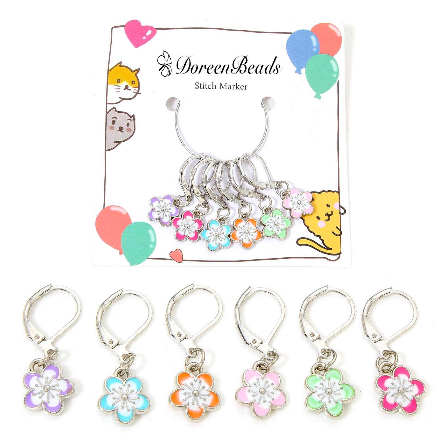 DoreenBeads Stitch Markers for Crocheting and Knitting, Alloy Enamel Crochet Marker Crochet Gifts for Knitting Weaving Sewing Accessories Quilting Jewelry Making
