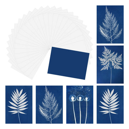 MECCANIXITY Cyanotype Paper, 32 Sheet High Sensitive Sun Print Paper Kit White Crafts for Adults DIY Project Art, 8.3x5.8 Inch (A5)