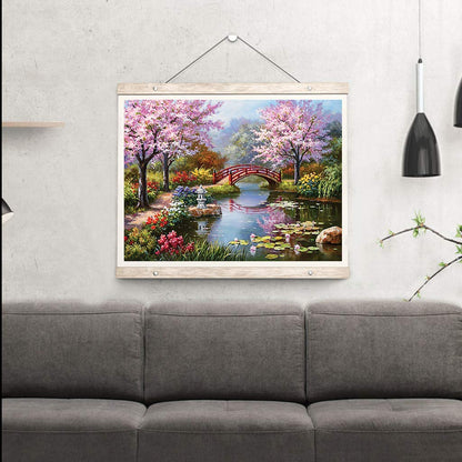 JOYSTRY Diamond Art Dots Painting Kits for Adults, DIY Bridge Landscape Paint with Diamonds Full Drill Round Gem Jewel Crystal Paintings Kit for Home Wall Decoration (Bridge-16x12in)