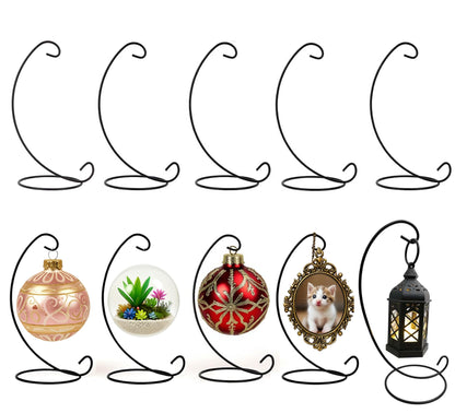 9 Inches Tall Ornament Display Stand, Tabletop Ornament Hanger, Iron Hanging Stand Rack Holder，Air Plant Holder, Terrariums Hanger, Black Iron Wire Hanging Hook for Christmas Halloween Decoration, Festivals Ornament, Wedding, Party Decor, Glass Globe Ter