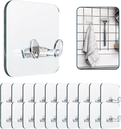 Adhesive Hooks - 20 Pack with Adhesive Strips - No Damage, No Tools, Waterproof and Oil Resistant for Home Decor