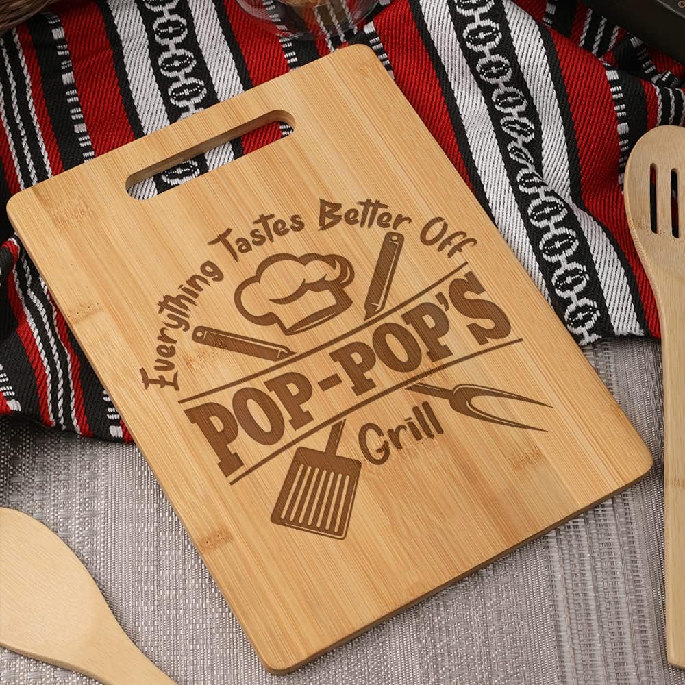 Grandpa Cutting Board - Gifts for Grandpa from Grandkids - Pop Gifts for Father's Day - Kitchen Gift for Christmas,