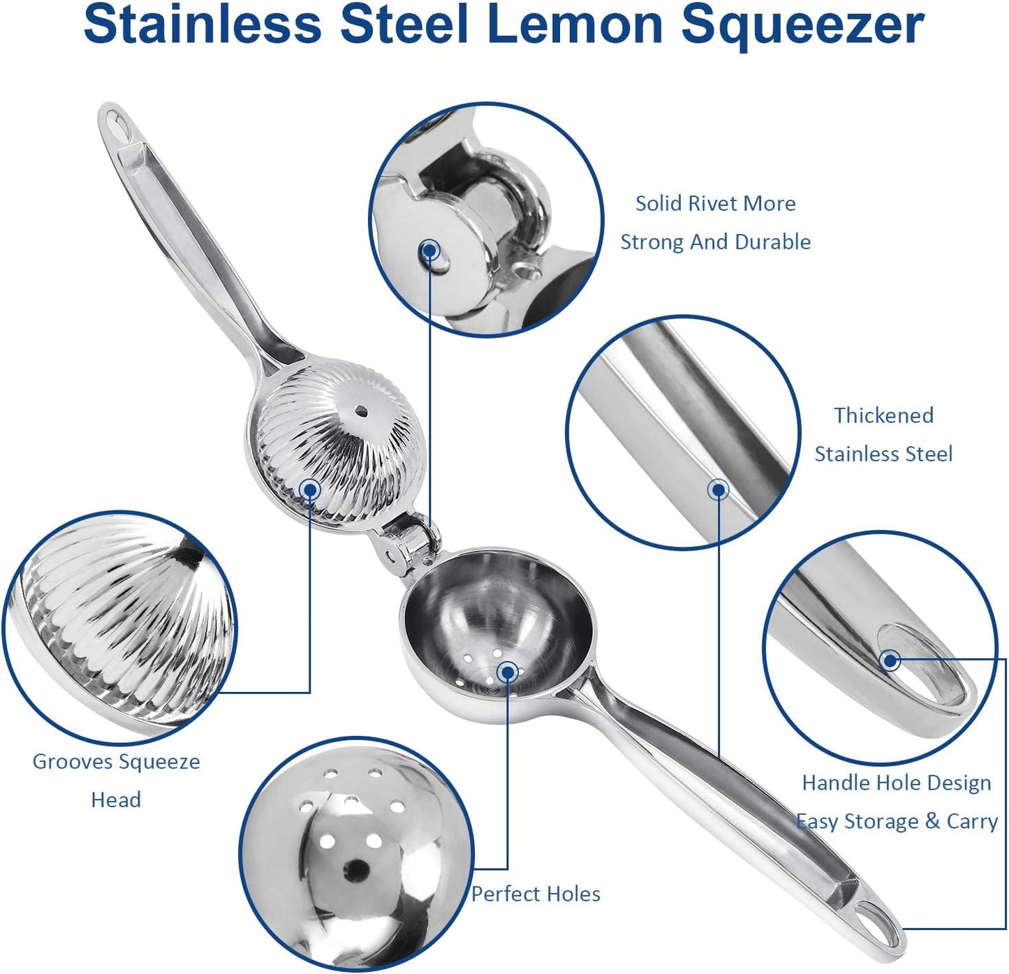 Manual Lemon Squeezer - Metal Rustproof Lime Squeezer, Handheld Citrus Press Juicer for Extracting Lemon Juice