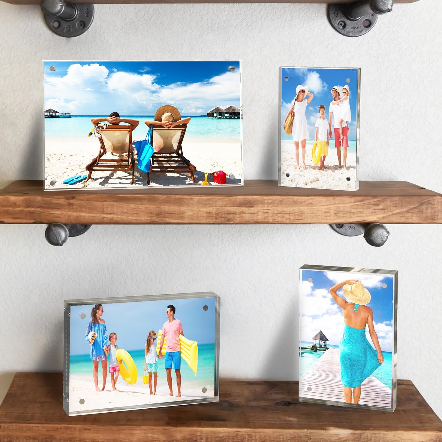 laapee 5x7 Inches Acrylic Picture Frames 5 Pack, Double Sided Magnetic Photo Frames,Free Standing on Desk or Table Clear Picture Frames