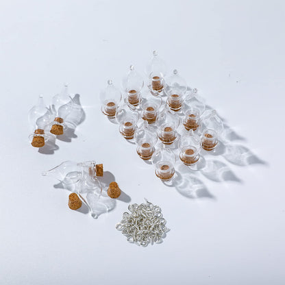 Geiserailie Mini Glass Bottles Potion Teardrop Shaped Glass Bottles Jars with Cork Stoppers with Eye Screws and Small Funnels for Christmas Birthday Party Favors DIY Art Crafts(186 Pieces)