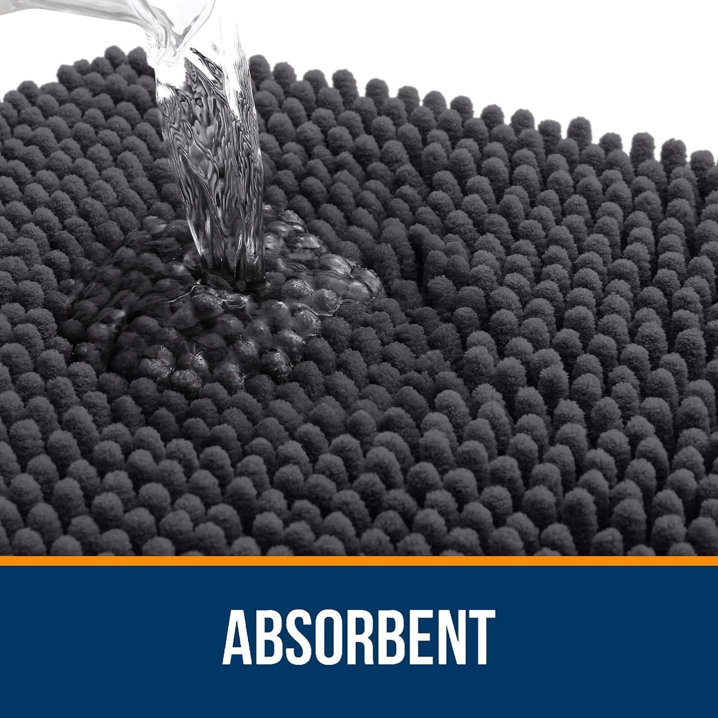 OLANLY Bathroom Runner Rugs - Soft Absorbent Chenille with Rubber Backing | Quick Dry, 47x17, Dark Grey