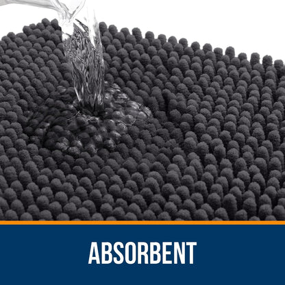 OLANLY Bathroom Runner Rugs - Soft Absorbent Chenille with Rubber Backing | Quick Dry, 47x17, Dark Grey