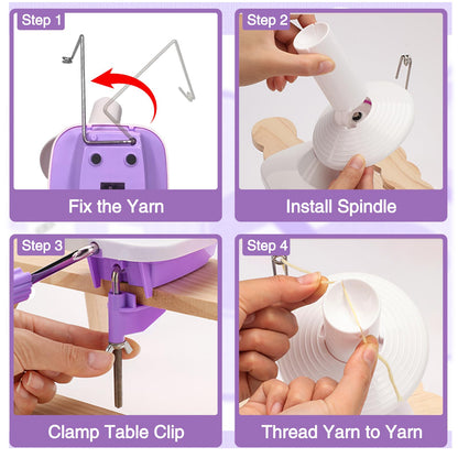 Essovee Yarn Ball Winder, Efficiently Yarn Cake Winder with Lower Noise for Crochet Knitting Combo Easy Installation 3.5 oz Portable Spinner for Crocheting Lavender Purple