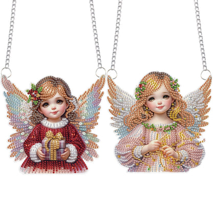 LazyFold 2 Pcs DIY Acrylic Diamond Art Painting Angel Kits Special Shaped Rhinestone 5D Diamond Art Window Pendants Home Garden Wall Hanging Kits Hanging Ornament