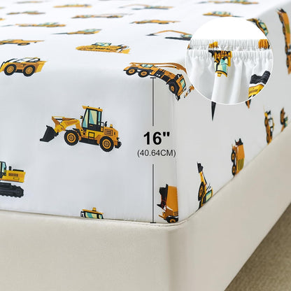 3-Piece Set Twin Size Bed Sheet by Coukouchyi, Soft & Breathable Kids Fitted & Flat Sheet for Boys with Deep Pocket