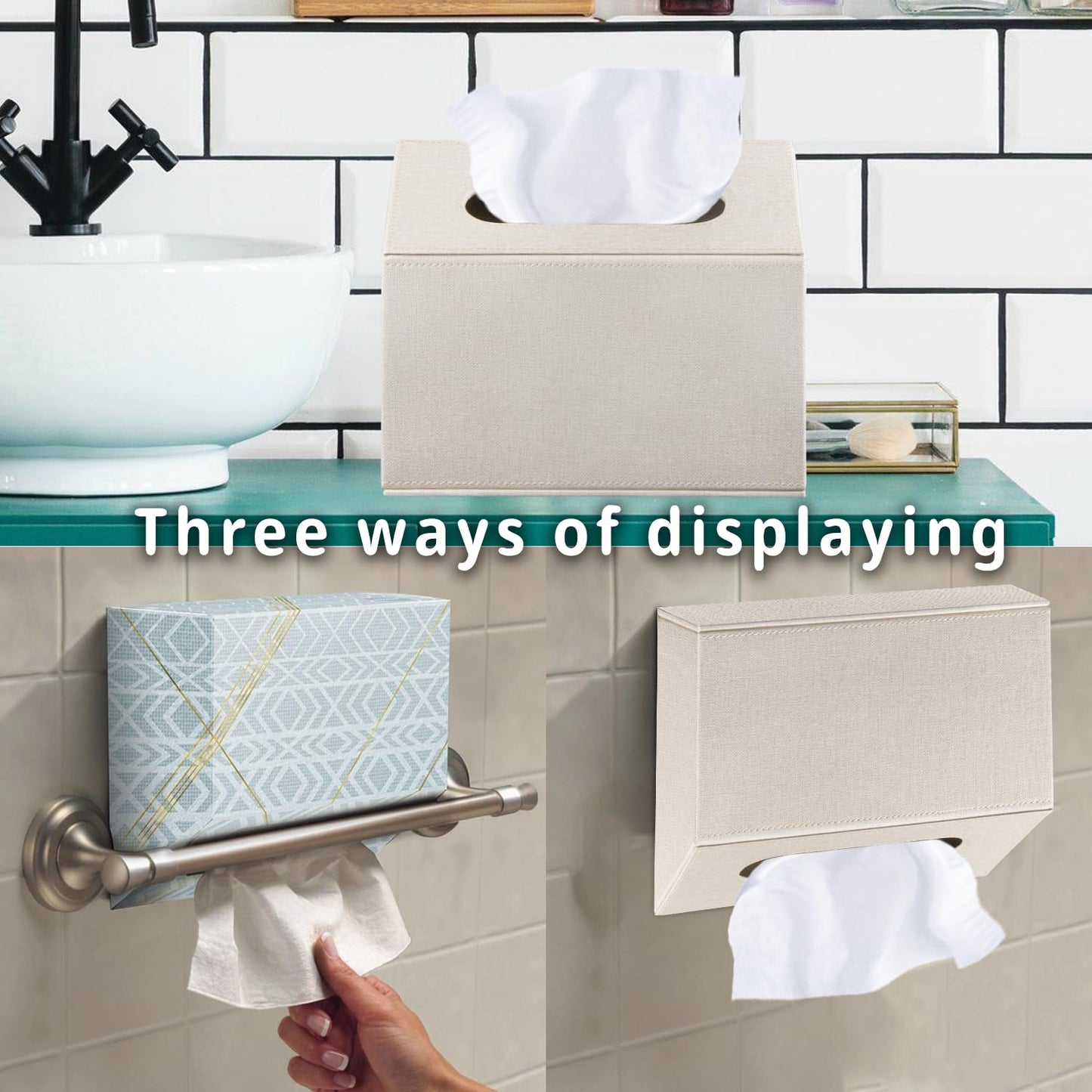 Hand Towels Box Cover Holder,PU Leather Hand Towel Case Compatible with Kleenex Disposable Paper Hand Towels
