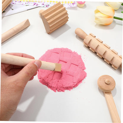 Garneck 12Pcs Wooden Clay Tools Set for Kids: Dough Rolling Modeling Accessories Pottery Sculpting Kit Modeling Accessories for Early Education Art Craft Activity Home School