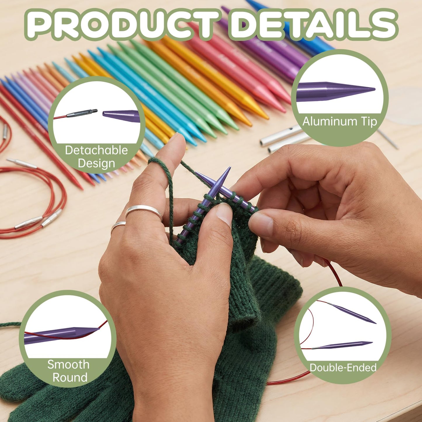13 Pairs Interchangeable Circular Knitting Needle Set for DIY Lovers, Knitting Kit with 100 PCS Stitch Markers, Case and Accessories Birthday Valentines Day Gifts