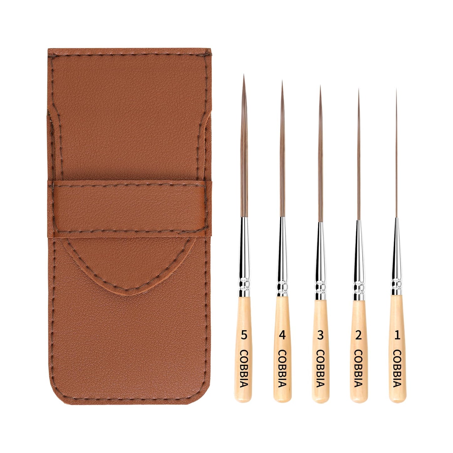 Long Liner Brushes - 5pcs Ox Ear Hair Detail Paint Brushes Extra Long Fine Point Tip Pinstriping Scroll Outlining Brush for Watercolor Acrylic Oil