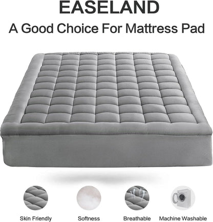8-21" (39x75 Inches, EASELAND Twin Size Mattress Pad Pillow Top Mattress Cover Quilted Fitted Mattress Protector Single