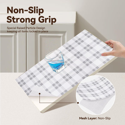 Drawer Shelf Liner for Kitchen Cabinets, Non Adhesive Slip Resistant Shelf Paper Easy to Clean, Strong Grip Thickened Waterproof Washable Mats for Pantry Shelves Cupboard Dresser (Grey, 17.5in x 30FT)