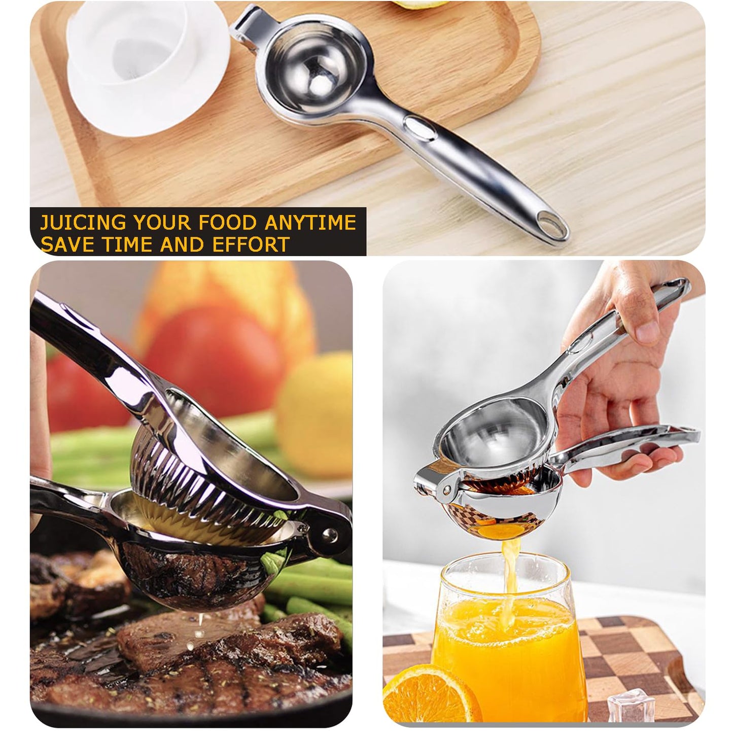 Lemon Squeezer - Lemon Squeezer Manual Citrus Juicer - Lemon Manual Press Juicers Stainless Steel - Lime Squeezer Lemon Juicer Squeezer with Grater