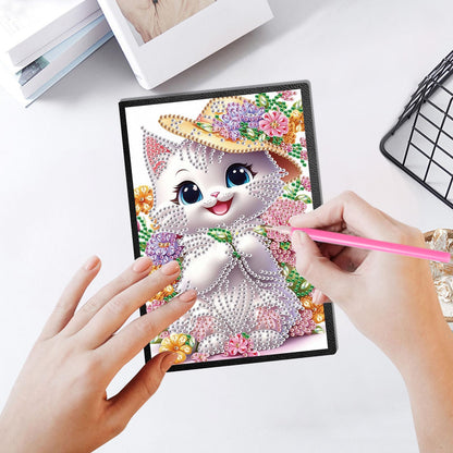 JZHYOAN Diamond Painting Blank Notebook Kits for Adult DIY Cat Special Pattern Diamond Art Dairy Note Book Journal Sketchbook Drawing Painting Message Notepad for Office Work Gifts
