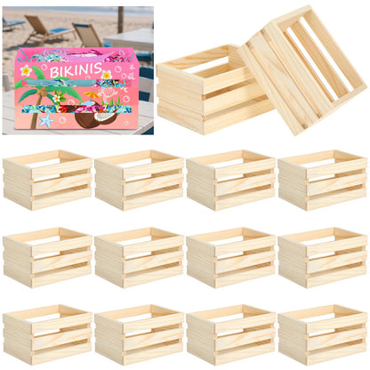 Sibosen 12PCS Decorative Wood Crates Nesting Storage Container, Samll Bikini Box, 5" Farmhouse Decorative DIY Wooden Storage Boxes, Rustic Wooden Crates for Storage Display