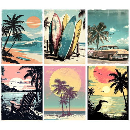 gganmtere 6 Packs Landscape Diamond Art Kits for Adults,Beach Diamond Paintings Beginner,5D Full Drill Diamond Painting Dot,Gem Art for Adults Wall Decor 12x16inch