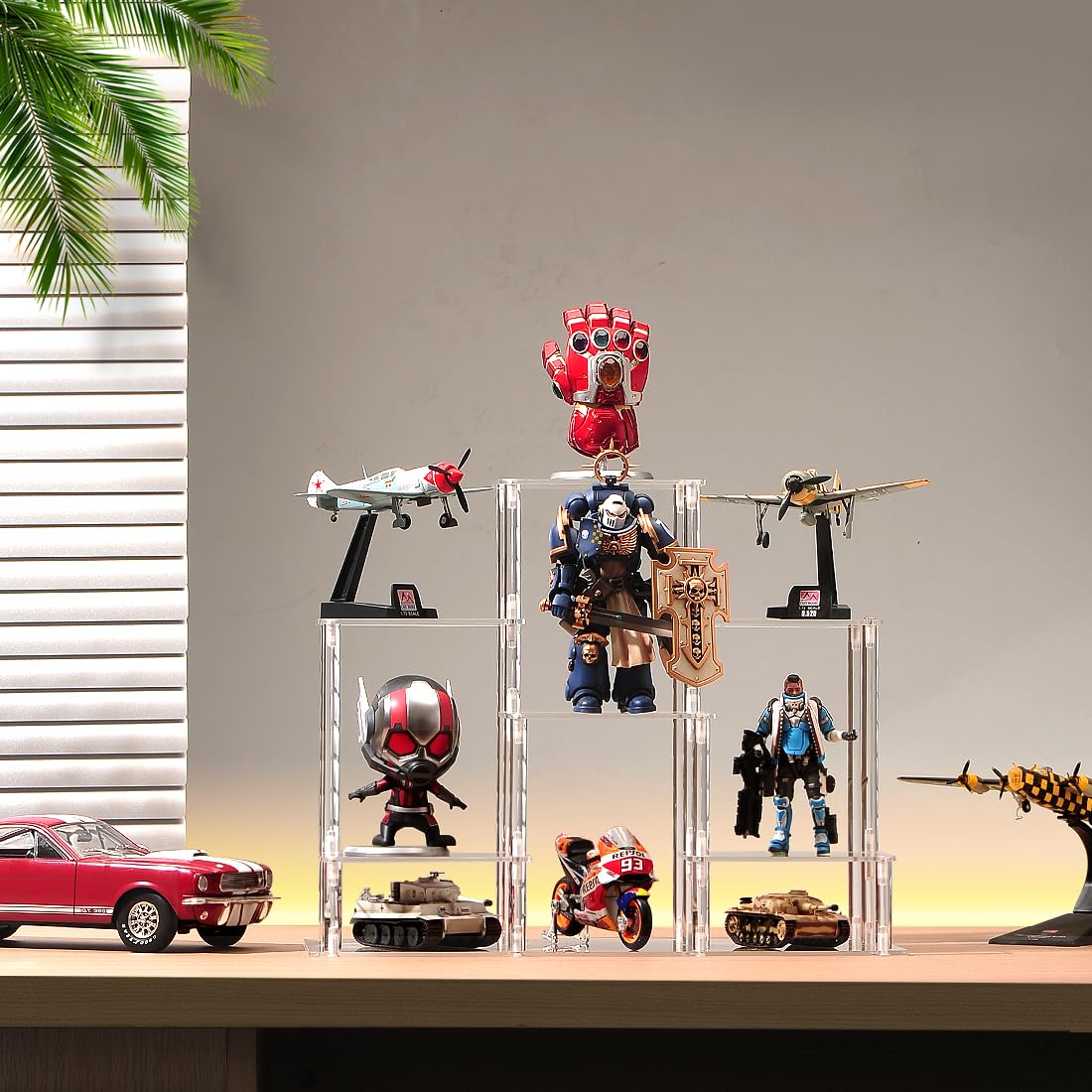 NyTfxkeJ 6 Tier Clear Action Figures Display Risers Stand Shelf, Acrylic Display Stands for Collectibles,Pop Figures Holder Perfumes Organizer,Large Rock Risers Rack