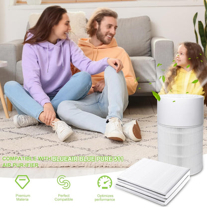 2 Pack 511 Replacement Filter for Blueair Blue Pure 511 Air Purifier, 2-in-1 HEPA and Carbon Filter