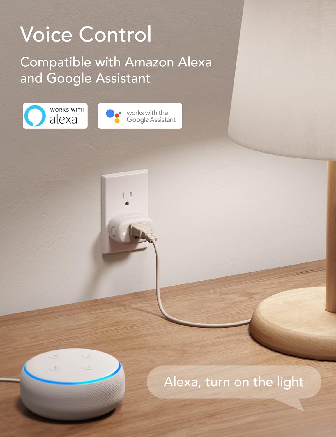 Smart Plug Work with Alexa and Google Home Nooie, Smart Alexa Plug Mini Smart Life&Tuya, Smart Outlet Plug Voice Control, WiFi Plug, Enchufe Inteligente Schedule Timer, 2.4Ghz Only, 4-Pack