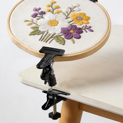 2Pcs Metal Embroidery Hoop Stand - 360° Rotated Adjustable Embroidery Stand, Table Clamp Holder Clip for DIY Cross Stitch, Needlework & Handicrafts, Sturdy Tabletop Craft Clamp