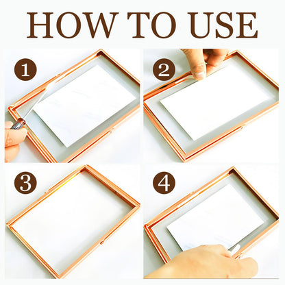 Hyuetrsa 3 Pcs Gold Floating Picture Frame, Tabletop Shelf Photo Frame, 7 x 9 '' Vertical Glass Frames for Multi Size Photos Including 4×4,4×6,5×7,for Christmas Wedding New Year