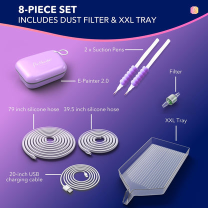 Picmondoo Electric Diamond Painting Pen – Wireless Vacuum Diamond Art Pen, Waxless Diamond Painting Tool Kit with Pump & Accessories for Fast & Easy Diamond Art, AB Stones Compatible (Purple, 2 Gear)