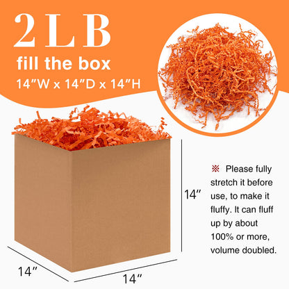 Corlcol 2LB Crinkl Paper Shred Filler for Bag Gift Box Basket Confetti Paper Shreded Stuffing Decoration for on Halloween Day (Orange)