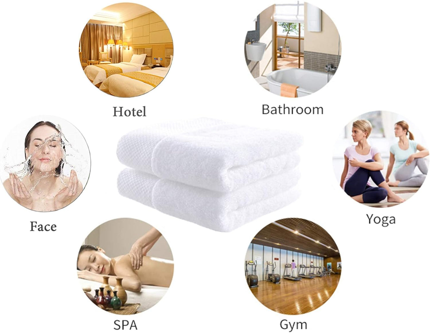 Lin Cotton Hand Towels, Soft & Highly Absorbent for Bathroom, White 2 Pack, 14 x 30 Inch