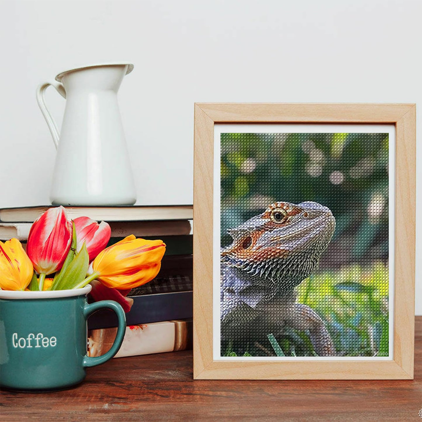 YEEIFFD Iguana Bearded Dragon Lizard Cute Diamond Painting Kits for Adults Personalized Art Craft Kits for Home Wall Decor 12x16 Inch