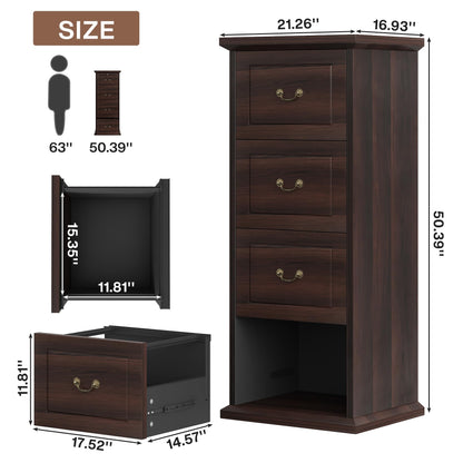 Tribesigns Wooden 4-Drawer File Cabinet with Adjustable Hanging Bar,Vertical File Cabinet for Letter/Legal/A4/F4 Size,Tall Filing Cabinet for Home Office,Walnut
