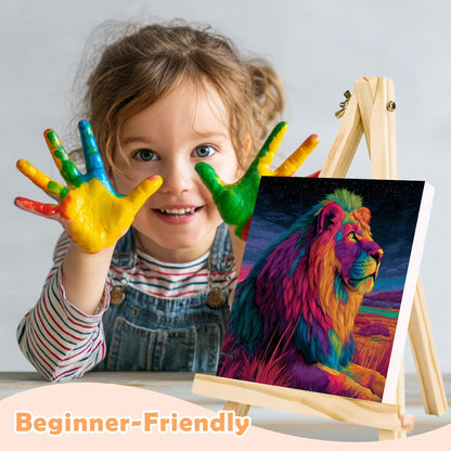 4 Pack Paint by Numbers Kit for Kids Easy Kid Paint by Number Kits Ages 8-12 Horse DIY Painting Kits for Kids Age 4-8 Beginner Paint by Number Canvas with Frame Children Color by Numbers Kit 8x8 Inch