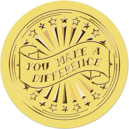 CRASPIRE 625Pcs You Make a Difference Gold Envelopes Seals Stickers 1.5" Foil Embossed Self Adhesive Certificates Round Labels for Invitation Graduation Award Diplomas Wedding Gift Wrapping Decor