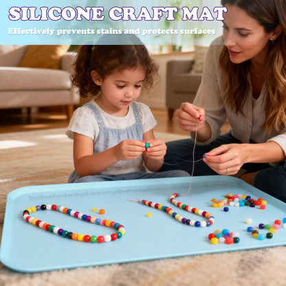 Silicone Art Mat for Crafts, 24"x16" Silicone Painting Mat to Keep Clean Protects Surfaces Perfectly for Crafts, Legos, Resin & Jewelry-Making, DIY Crafts Mat (Blue)