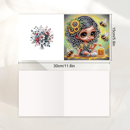 JISHSHAY 6 PCS Diamond Art Greeting Cards Diamond Painting Birthday Cards with Envelopes Gem Art Gem Painting with Special Drills for Thanksgiving Birthday Anniversary Valentine Festival Fairy Elf