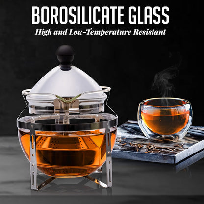 OVENTE Glass Teapot with Removable Stainless-Steel Infuser, 17oz Borosilicate Glass Tea Maker for Everyday Use